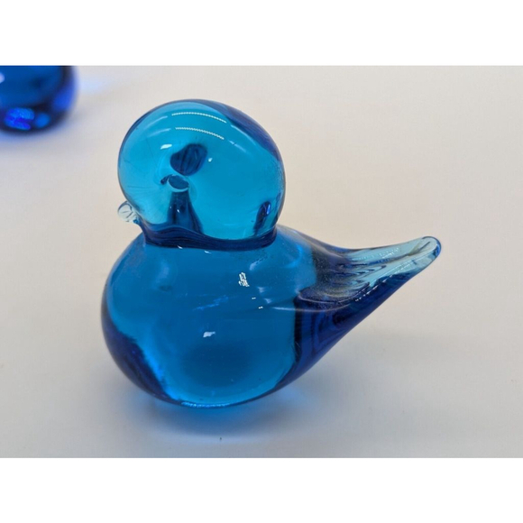 3 Vintage Art Glass Blue Birds of Happiness, 1 Leo Signed, 2 Sweden Made - Picture 8 of 10